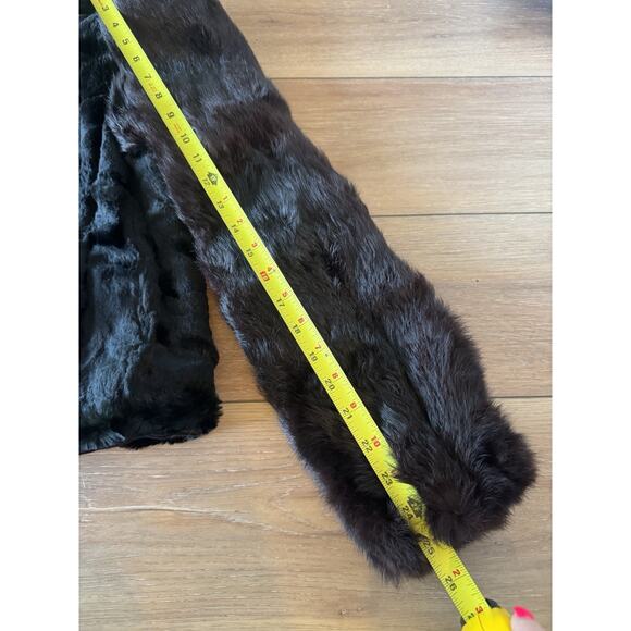 Ultra MCM Glam Rabbit Fur Coat Jacket Black & Brown Sheared Cropped Puff Sleeve - Picture 8 of 16